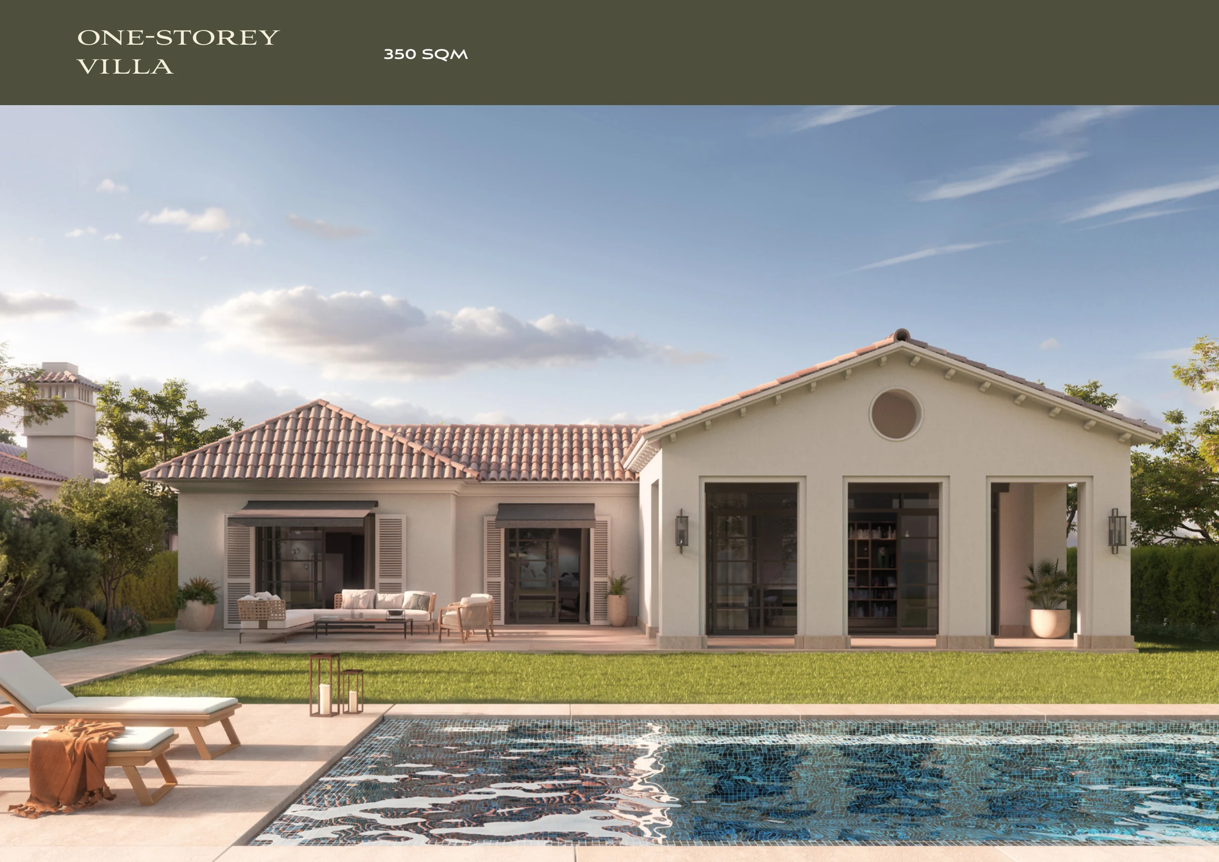 One-storey Villa — rear architectural visualisation