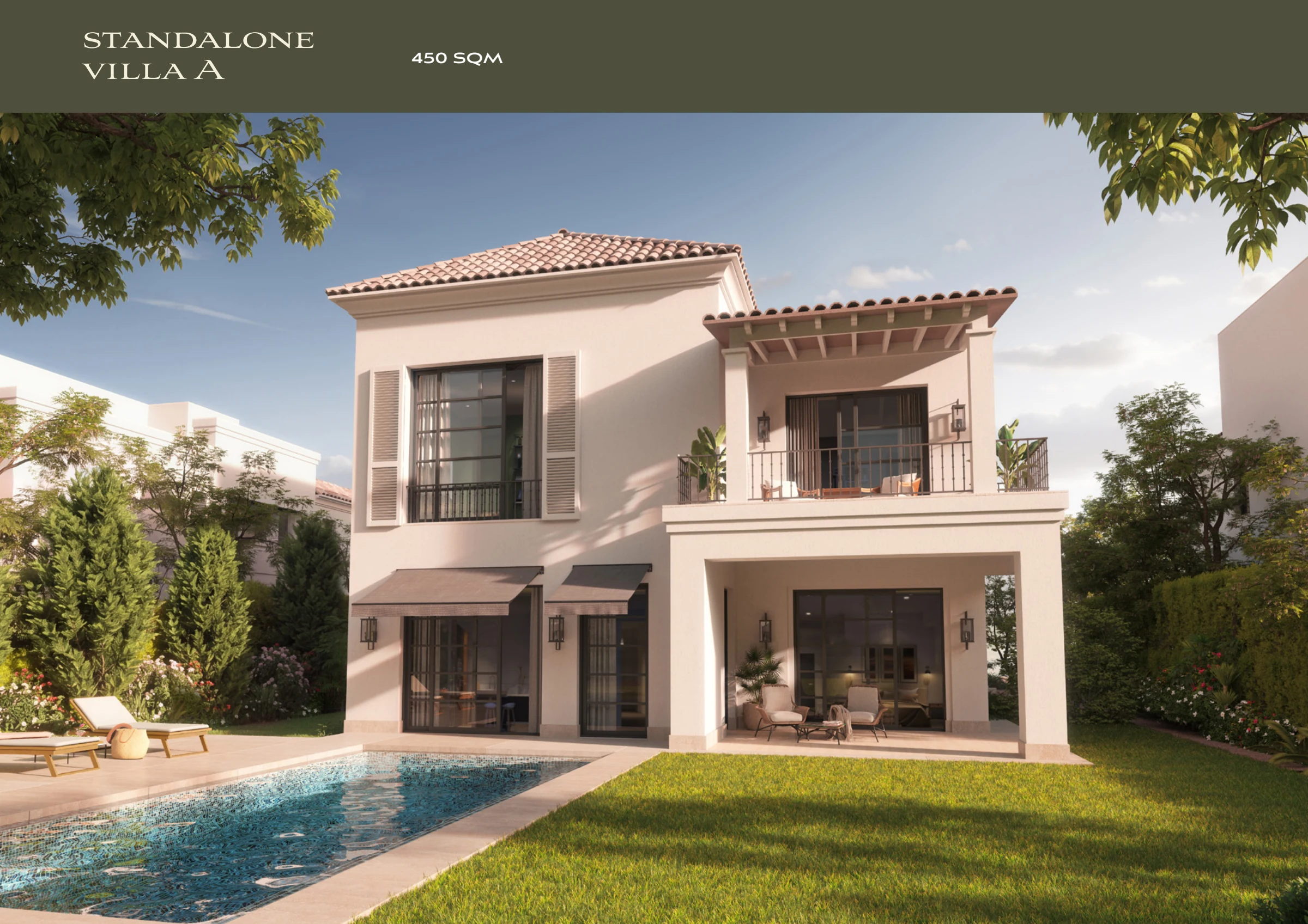 Standalone Villa A — rear architectural visualisation