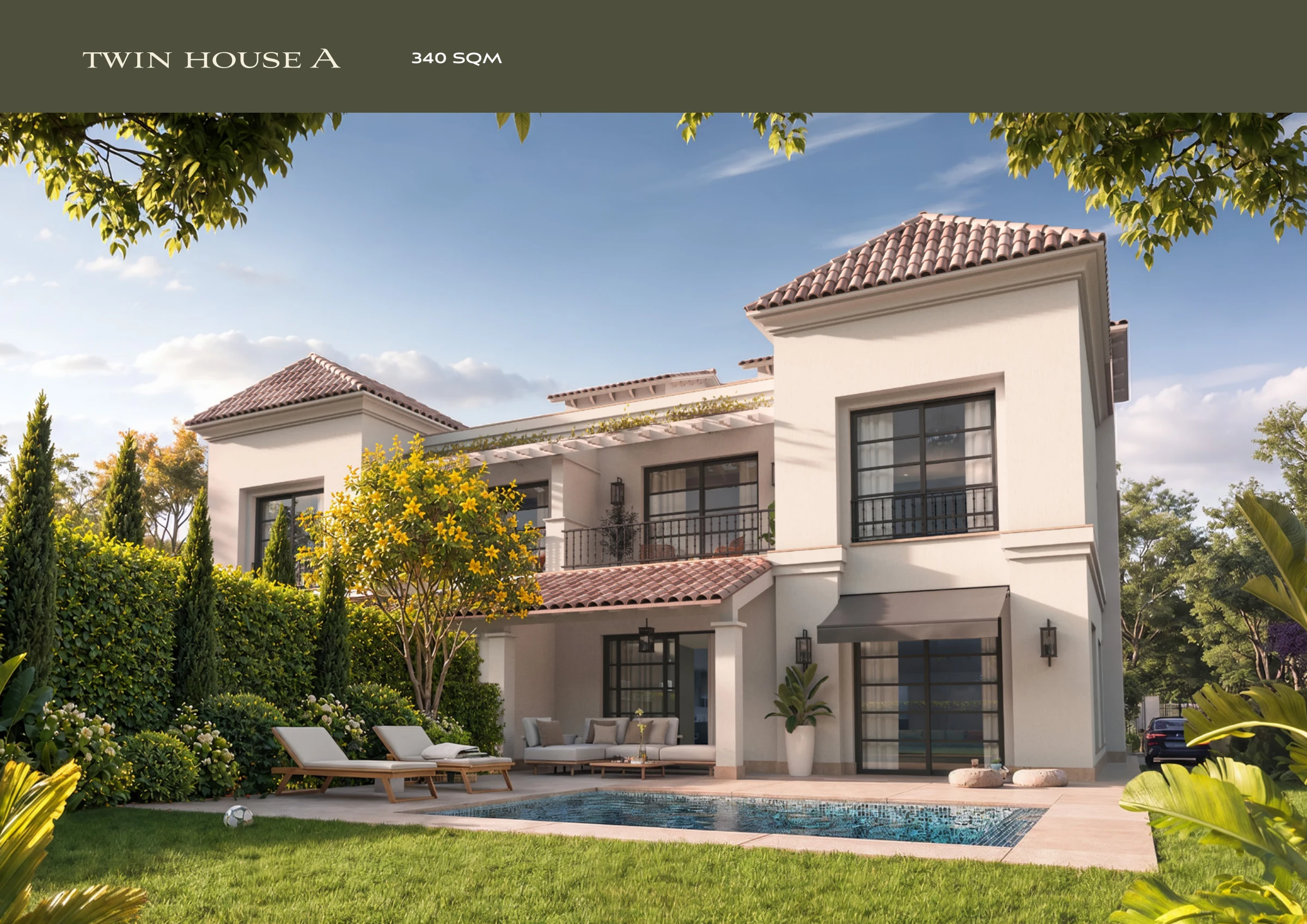 Twin House A — rear architectural visualisation